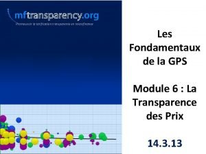 Promouvoir la tarification transparente en microfinance Les Fondamentaux