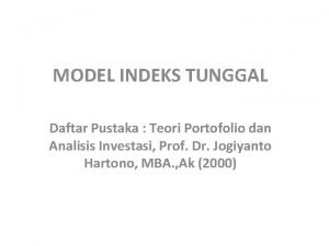 Materi model indeks tunggal