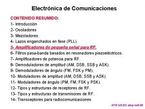 Electrnica de Comunicaciones CONTENIDO RESUMIDO 1 Introduccin 2