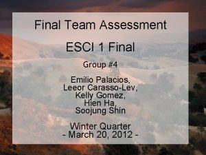 Final Team Assessment ESCI 1 Final Group 4