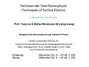Techniken der Oberflchenphysik Techniques of Surface Physics 5