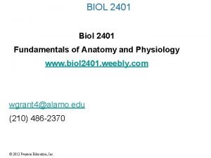 BIOL 2401 Biol 2401 Fundamentals of Anatomy and