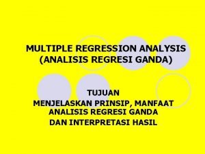 Multiple regression analysis adalah
