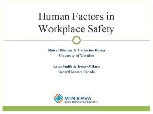 Human Factors in Workplace Safety Murat Dikmen Catherine