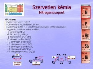 Szervetlen kmia Nitrogncsoport VA oszlop Elektronszerkezet ns 2