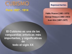 CUBISMO Representantes Pars 1907 1914 Pablo Picasso 1881