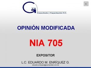 1 OPININ MODIFICADA NIA 705 EXPOSITOR L C