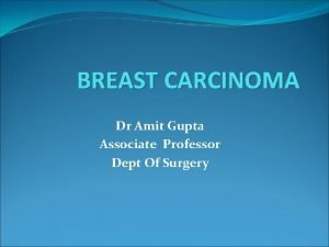 BREAST CARCINOMA Dr Amit Gupta Associate Professor Dept