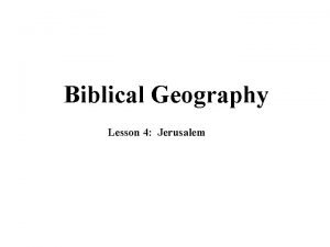 Topography of jerusalem Topography of jerusalem