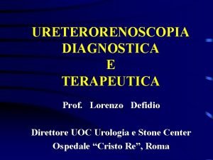 URETERORENOSCOPIA DIAGNOSTICA E TERAPEUTICA Prof Lorenzo Defidio Direttore