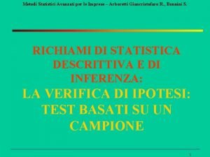 Metodi Statistici Avanzati per le Imprese Arboretti Giancristofaro