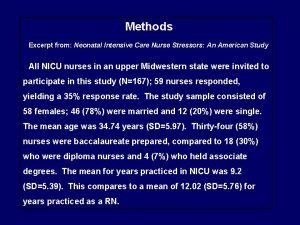 Methods Excerpt from Neonatal Intensive Care Nurse Stressors