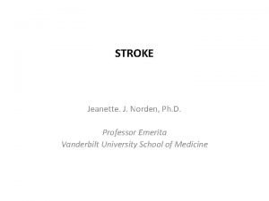 STROKE Jeanette J Norden Ph D Professor Emerita