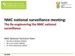 NMC national surveillance meeting The Reengineering the NMC