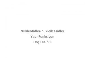 Nukleotidlernukleik asidler YapFonksiyon Do DR S C Nukleik
