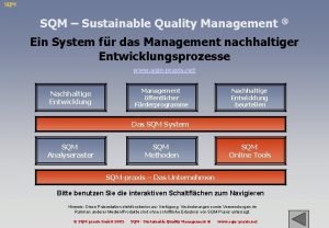 SQM Sustainable Quality Management Ein System fr das
