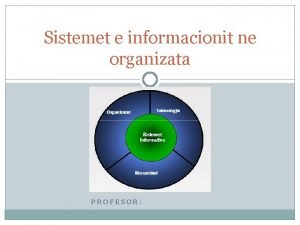 Sistemet e informacionit ne organizata PROFESOR Principet Perdorimi