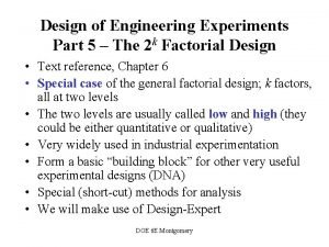 Design of Engineering Experiments Part 5 The 2