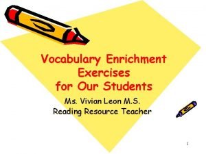 Vocabulary enrichment exercises