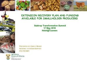 Extension recovery plan