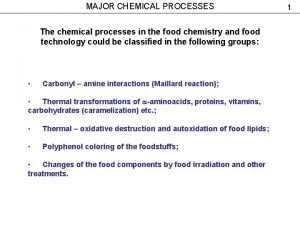 MAJOR CHEMICAL PROCESSES The chemical processes in the