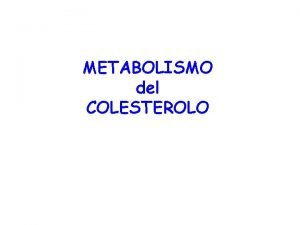 METABOLISMO del COLESTEROLO COLESTEROLO MOLECOLA FONDAMENTALE PER IL