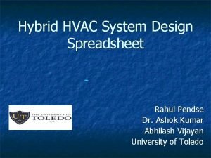 Hybrid HVAC System Design Spreadsheet Rahul Pendse Dr