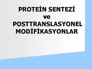 PROTEN SENTEZ ve POSTTRANSLASYONEL MODFKASYONLAR Santral Doma n