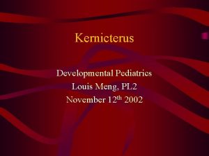 Kernicterus Developmental Pediatrics Louis Meng PL 2 November