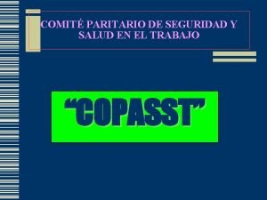 COMIT PARITARIO DE SEGURIDAD Y SALUD EN EL