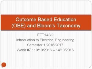 Outcome Based Education OBE and Blooms Taxonomy EET