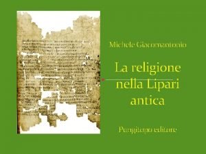 Michele Giacomantonio La religione nella Lipari antica Pungitopo