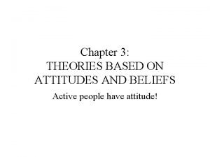 Chapter 3 THEORIES BASED ON ATTITUDES AND BELIEFS