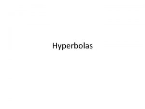 Hyperbolas Definitions A hyperbola is the set of