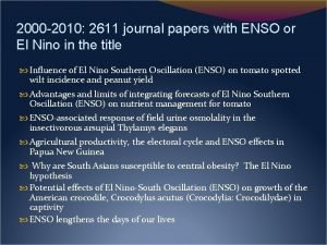 2000 2010 2611 journal papers with ENSO or