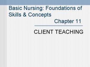 Basic Nursing Foundations of Skills Concepts Chapter 11