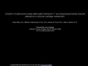 Inhibition of adenosine kinase attenuates interleukin1 and lipopolysaccharideinduced