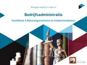 Bedrijfsadministratie Hoofdstuk 4 Rekeningenschema en kolommenbalans Inhoud 1