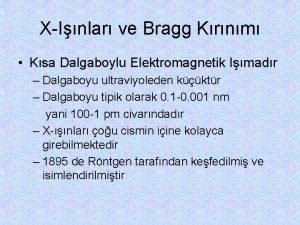 XInlar ve Bragg Krnm Ksa Dalgaboylu Elektromagnetik Imadr