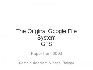 Google file system paper