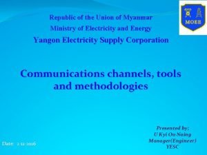 Republic of the Union of Myanmar Ministry of