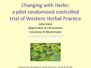 Changing with Herbs a pilot randomised controlled trial