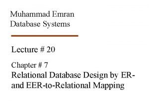 Muhammad Emran Database Systems Lecture 20 Chapter 7