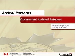 Arrival Patterns Government Assisted Refugees Amila Smailbegovic IR