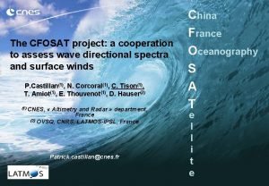 The CFOSAT project a cooperation to assess wave