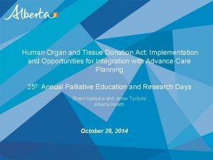 Human Organ and Tissue Donation Act Implementation and