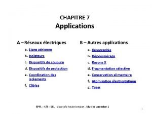 CHAPITRE 7 Applications A Rseaux lectriques B Autres