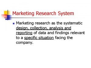 Marketing research system Marketing research system
