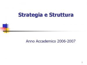 Strategia e Struttura Anno Accademico 2006 2007 1