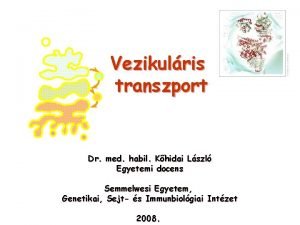 Vezikulris transzport Dr med habil Khidai Lszl Egyetemi